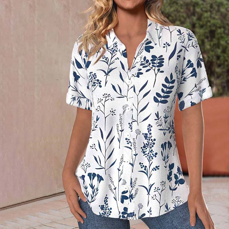 Betty | Casual Leaf Print Blouse
