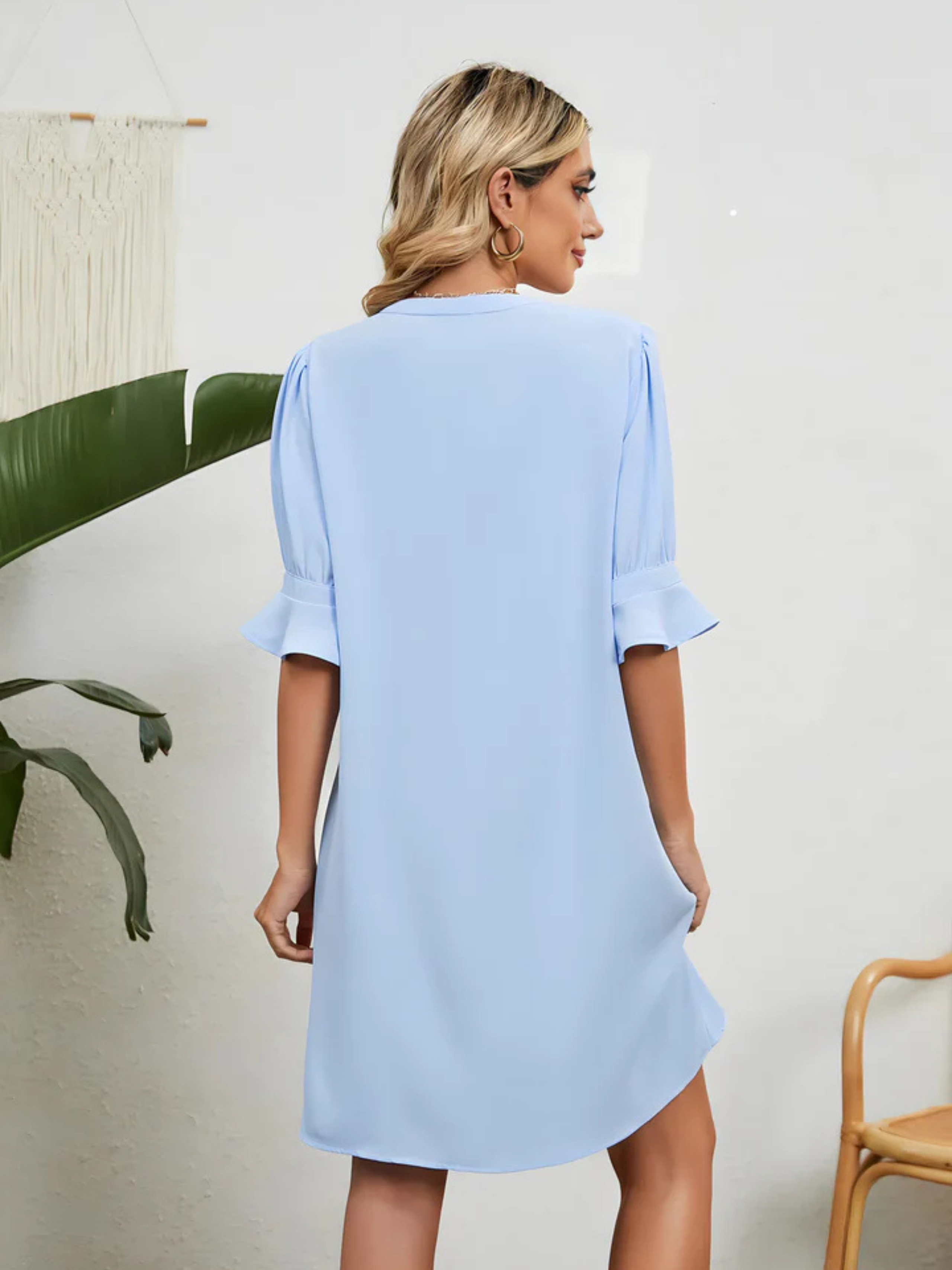 Amy | Casual Loose Pleated Knee Length Dress