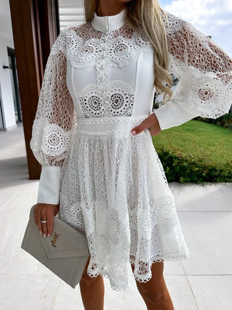 Victoria™ - Long Sleeve Elegant Lace Midi Dress